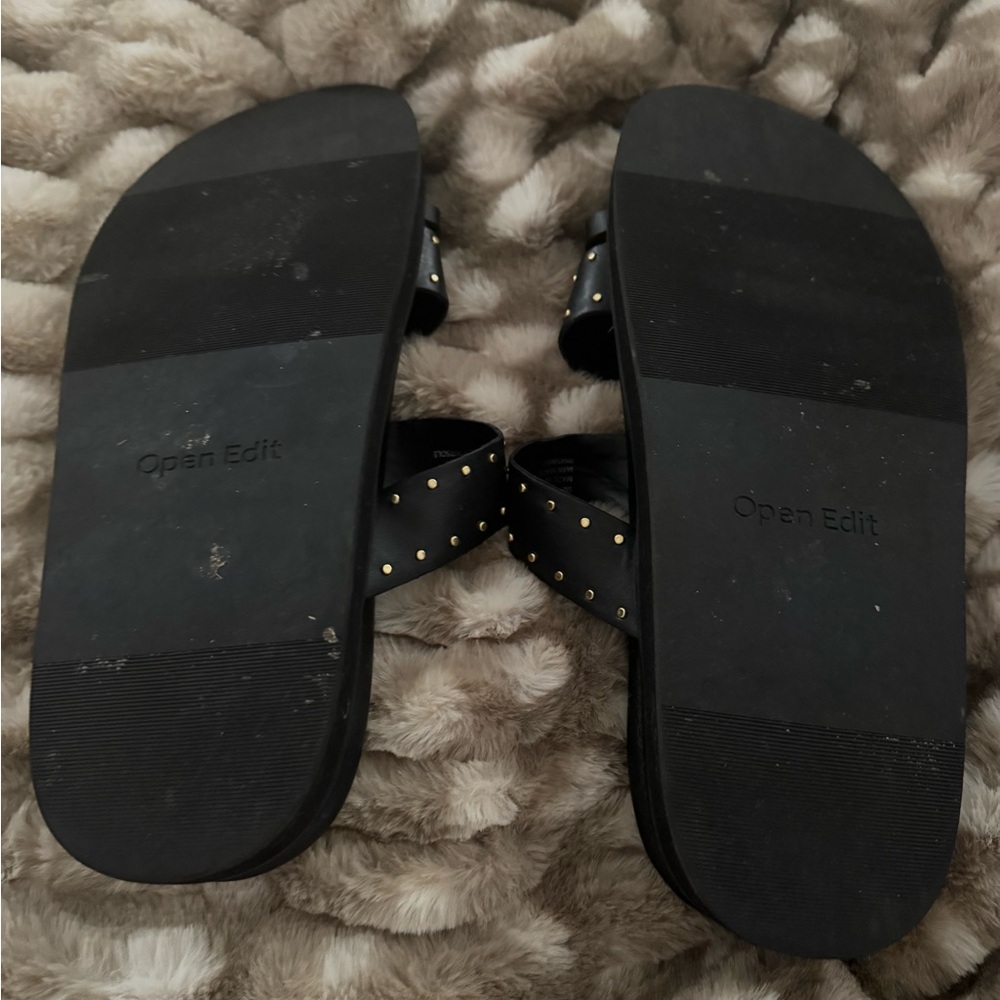 Open Edit Black with Gold stud sandals - Picture 3 of 3